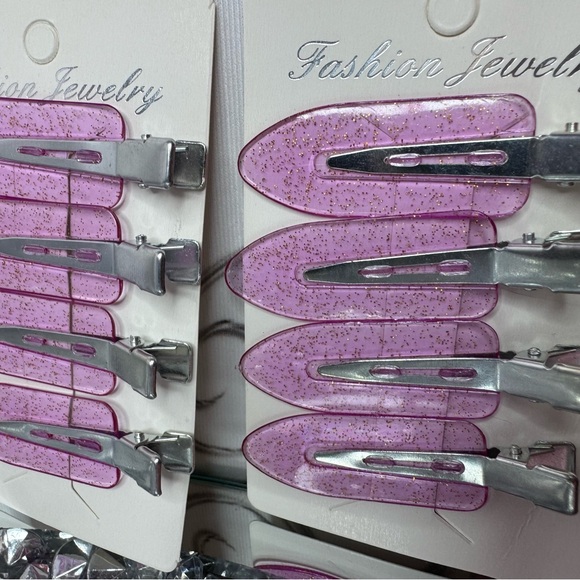 Hair clips sparkly see through pink purple sparkle glitter makes creaseless - Picture 3 of 6